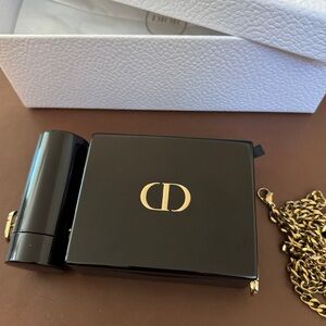 Dior Black and Gold Compact with Chain + 4 Dior lipsticks